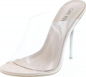 max11 SALE   Cape Robbin Allure Women&#x27;s Dressy Peep Toe Clear Transparent Strap Slip On Clear Heels