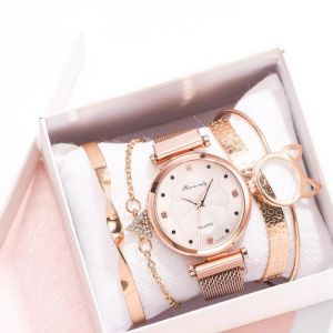 max11 SALE   Fashion 5pcs Set Women Watches Luxury Magnet Buckle Flower Rhinestone Watch Ladies Quartz Wrist Watch Bracelet Set Reloj Mujer
